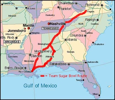 Team Sugar Bowl's Route. It's a nice big red line.
